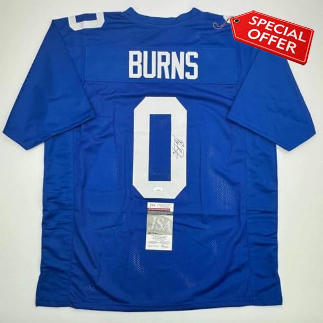 Autographed/Signed Brian Burns New York Blue Football Jersey JSA COA