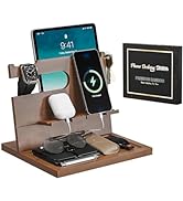 Semiocthome Wood Bedside Desk Organizer, Dad Gifts from Daughter or Son, Birthday Gifts for Husba...
