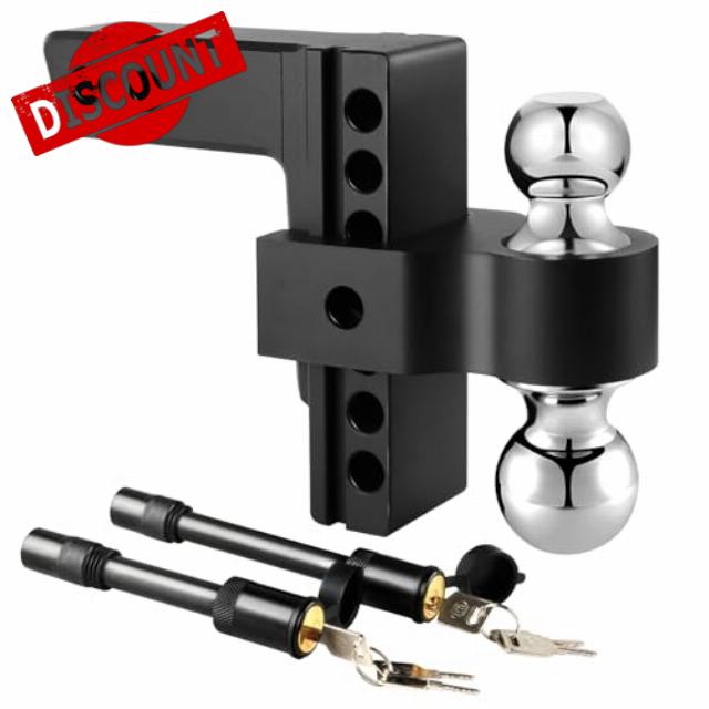 Kingfun Adjustable Trailer Hitch 2 Inch Receiver - 6" Rise/Drop Hitch