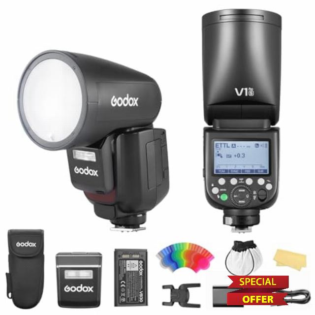 Godox V1 PRO S Flash for Sony Camera with External Flash SU-1 2980mAh 76W Battery Flash TTL 1/8000s HSS 1.3s Recycle Time 2.4G Wireless HSS 500 Full Power Flashes (V1 PRO-S)