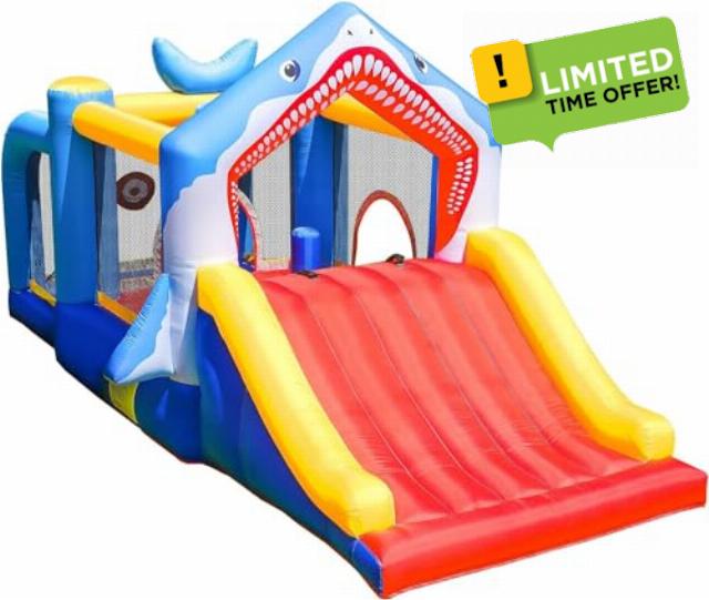 Inflatable Bounce House Toddler with Ball Pit Inflatable Slide Bouncer Jumper Shark Bouncy Castle Park for Kids 2-12 Indoor or Outdoor