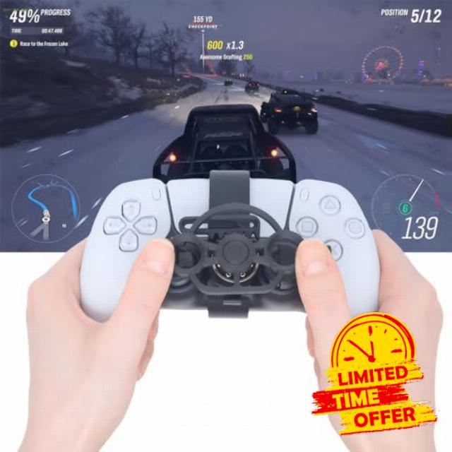 HACOCOLA Mini Gaming Racing Steering Wheel for PS5 Remote Controller