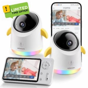 WiFi Baby Monitor Camera for Kids: 4.3" Split Screen with 2 Cameras - Smart Phone App 1080P Remote Live View Video Audio - Gift or Baby Essentials for Expecting Couples New Parents Working Moms
