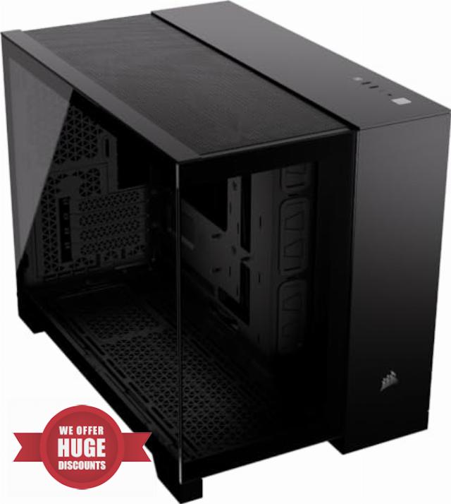 CORSAIR 2500X Small-Tower mATX Dual Chamber PC Case – Panoramic Tempered Glass – Reverse Connection Motherboard Compatible – No Fans Included – Black