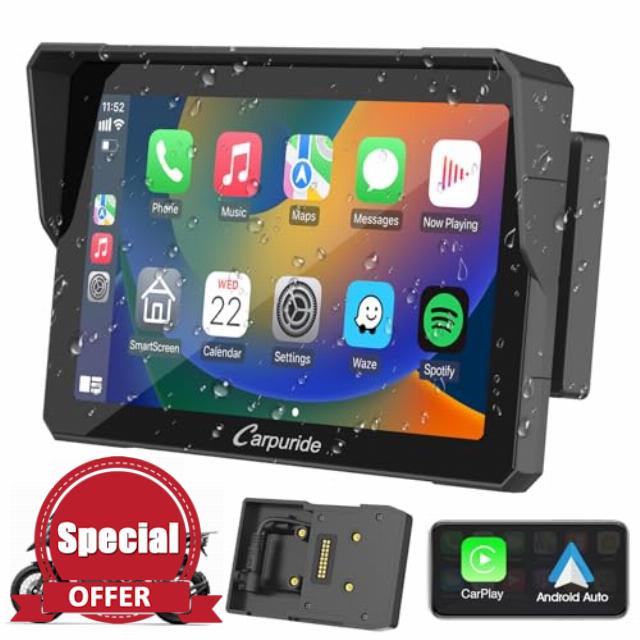 Carpuride W702B Motorcycle Carplay Screen for BMW R1200GS R1250GS S1000XR Motorcycle