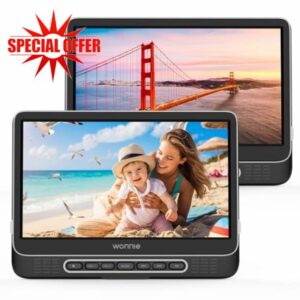 WONNIE 12" Two Car DVD Players Dual Screen Portable DVD Players for Car Headrest with 5-Hour Rechargeable Battery