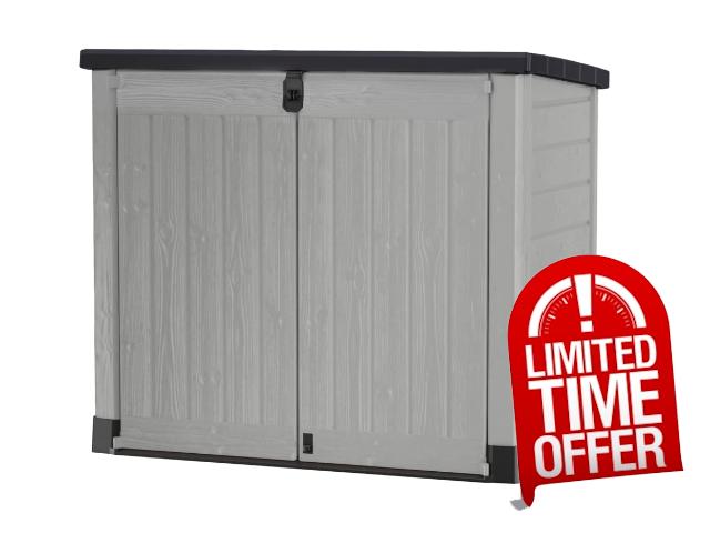 Keter Store It Out Pro Outdoor Garden Furniture Storage Shed Grey| Fade Free | All Weather Resistant | Safe and Secure | Zero Maintenance | 5 year Warranty
