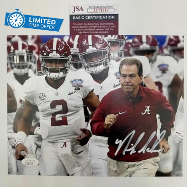 Autographed/Signed Nick Saban Alabama Crimson Tide 8x10 College Football Photo JSA COA #4