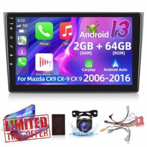 [2+64G] Android 13 Car Stereo for Mazda CX9 CX-9 CX 9 2006-2016 -10.1 inch HD Touchscreen EQ Audio - Wireless Carplay & Android Auto