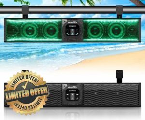 MDPROMCP 26 Inch UTV Sound Bar Bluetooth Golf Cart Sound Bar Waterproof SxS Speaker ATV Soundbar with RGB Lighting 6-Speaker Compatible with RZR Maverick X3 Pioneer Talon - 1.75"- 2.25" Roll Cage