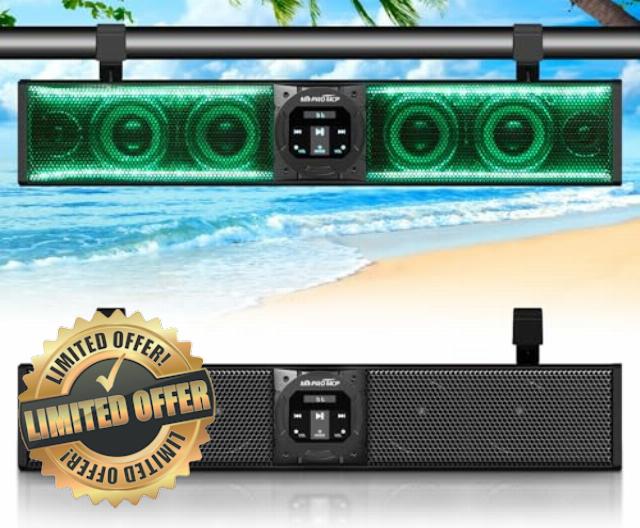 MDPROMCP 26 Inch UTV Sound Bar Bluetooth Golf Cart Sound Bar Waterproof SxS Speaker ATV Soundbar with RGB Lighting 6-Speaker Compatible with RZR Maverick X3 Pioneer Talon - 1.75"- 2.25" Roll Cage