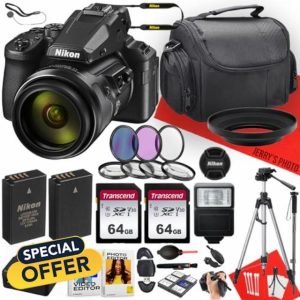 Nikon COOLPIX P950 Digital Camera with NIKKOR 24-2000mm Lens + 2PC 64GB Memory + Extra Battery + Hood + Monopod + Filters + Tripod + More (31pc Bundle)
