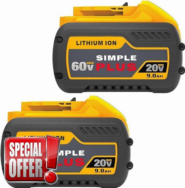2 Packs Replace for Dewalt 20V/60V 9.0AH Battery DCB606 DCB609 DCB612 Compatible with DeWalt 20V/60V Power Tools