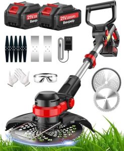 21V Cordless Weed Wacker Powered with 2Pcs 2.0Ah Batteries