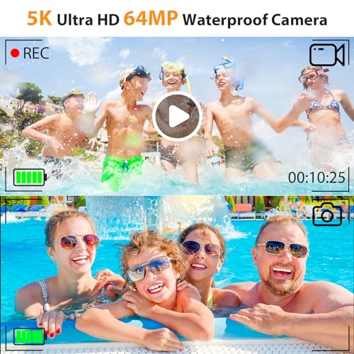 16FT Waterproof Digital Camera with Selfie UHD Dual Screen