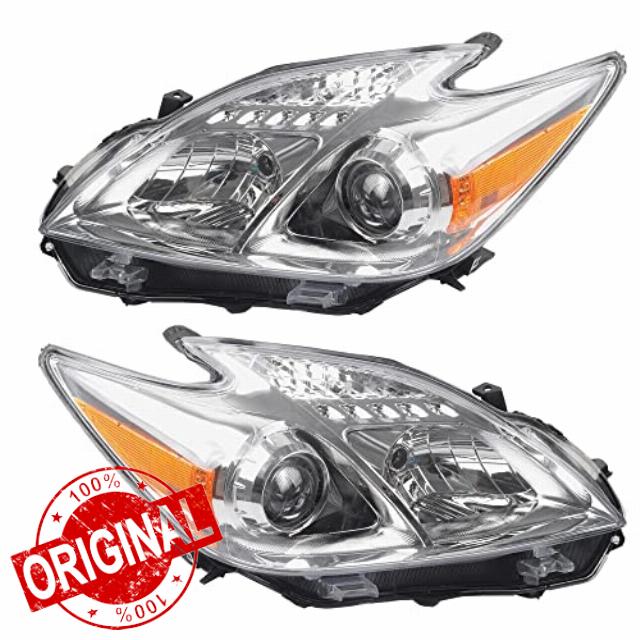 Dasbecan Halogen Headlight Compatible With Toyota Prius 2012-2015 Driver & Passenger Side Replaces# TO2519134 TO2518134 1 Pair Headlamp Assembly