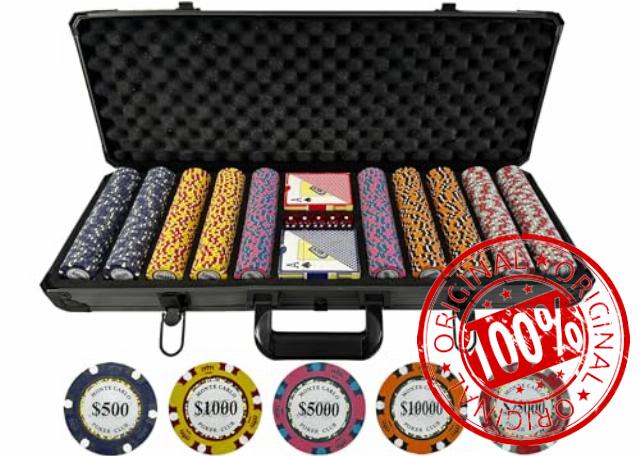 500 Piece Monte Carlo High Roller Poker Chip Set - 14g Heavy Clay Casino Grade High Stakes Monte Carlo Poker Chips High Denomination Tournament Set