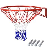 GYMAX Wall Mounted Basketball Hoop and Backboard Set, Indoor Outdoor Basketball Backboard and Rim...