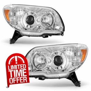 Headlight Compatible with Toyota 2006 2007 2008 2009 Chrome Housing Amber Reflector