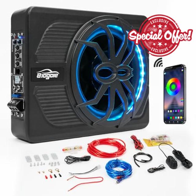 10" 800w Slim Under Seat Subwoofer with Built-in Amp Combo