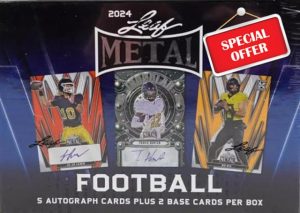 2024 Leaf Metal Football HOBBY box (7 cards incl. FIVE Autograph cards per box)