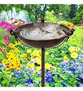 MeyRolizn Outdoor Bird Bath Garden BirdBath Feeder with Metal Stake, 58In Freestanding Birdbaths ...