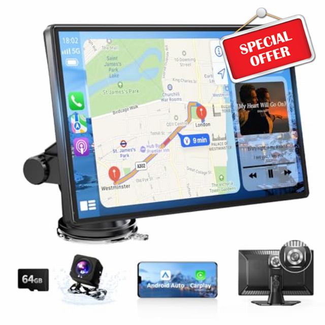 9" Portable Carplay & Android Auto Touch Screen
