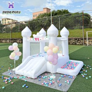 Inflatable Toddler Bouncy House for 3-6 Age Kids Party Gift with Blower White Jumper Bouncy Castle Wedding Decorations for Outdoor Play Backyard