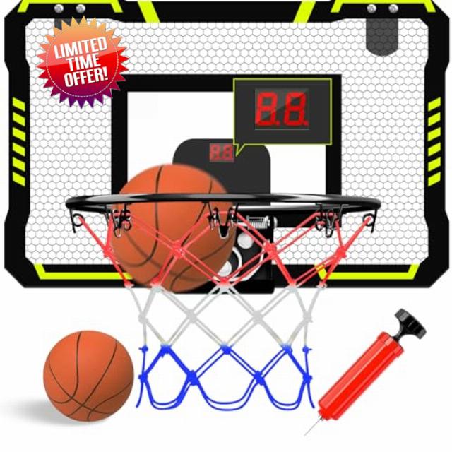 Basketball Hoop for Kids Automatic Scoring Indoor Basketball Hoop Mini Basketball Hoop with 2 Balls for Door Gifts for Boys 4 5 6 7 8 9 Years Old