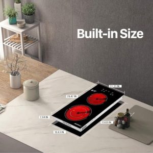 Domino Electric Stove Top 120v Plug Ceramic Cooktop with 1800W 9 Power Levels