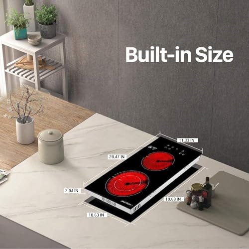 Domino Electric Stove Top 120v Plug Ceramic Cooktop with 1800W 9 Power Levels