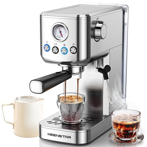 20 Bar Stainless Steel Espresso Maker with Milk Frother Steam Wand