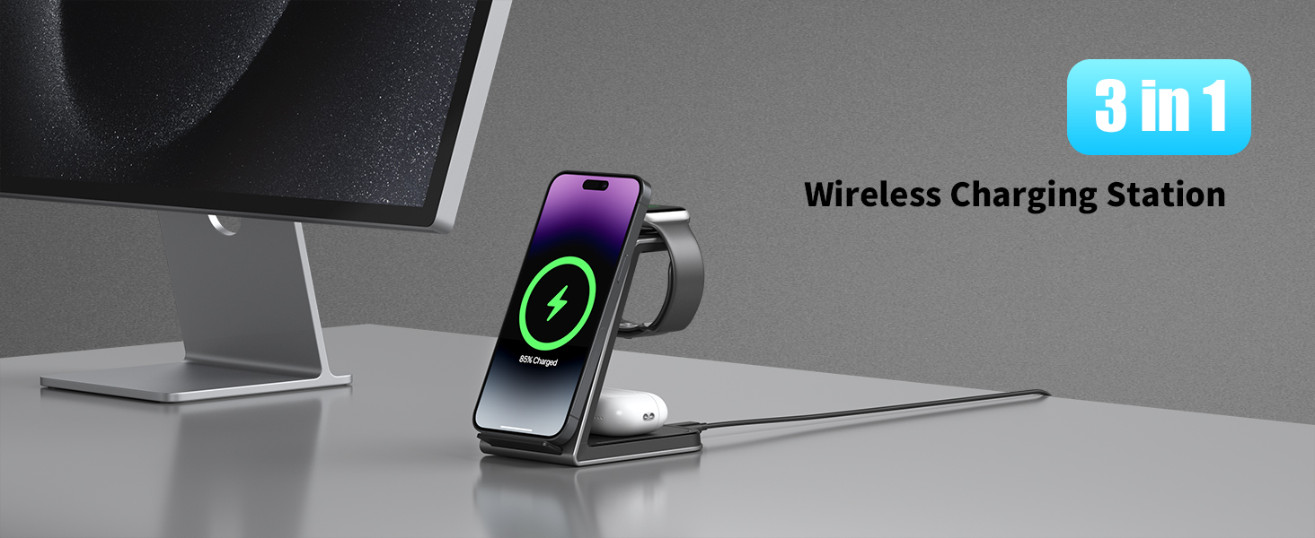 3 in 1 wireless charging station