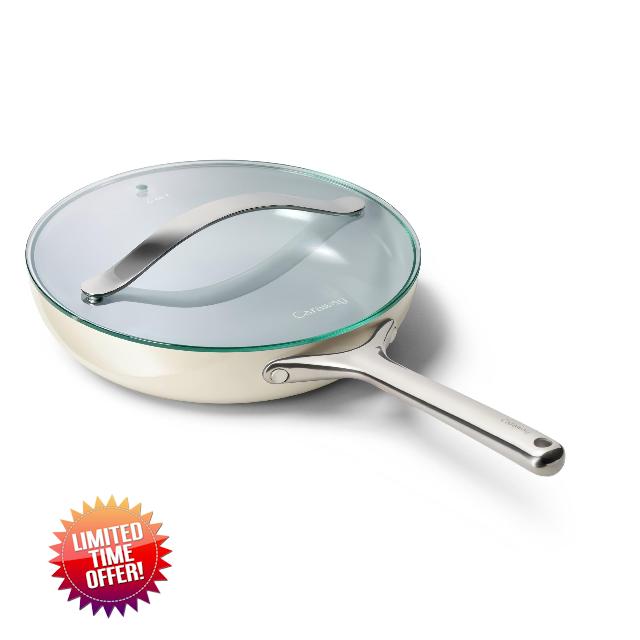 Caraway Nonstick Ceramic Frying Pan With Glass Lid (2.7 qt