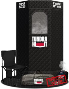 TUNDRA HUT XL Portable Home Sauna for Wellness & Relaxation | Steam-Heated Hexagon Model | 60-Min Rapid Steam Room Generator