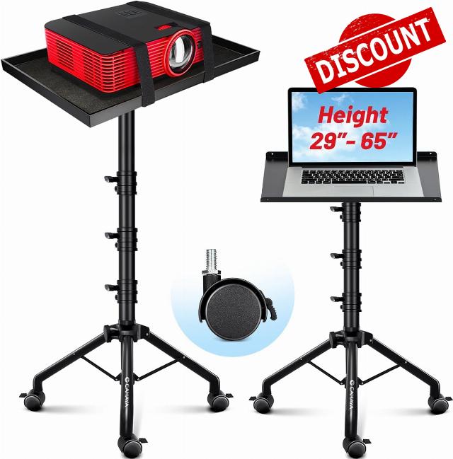 CAHAYA Projector Stand Floor Universal: Removable Stand Adjustable Height For Projectors with Wheels