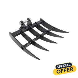 Mini Excavator Rake Wide Backhoe Rake Hydraulic Tilt Backhoe & Excavator Attachment for Mini Excavator Deep Tilling Land Small Digger 1 Ton Micro Digger Rake