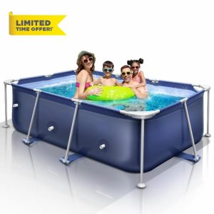 Framed Swimming Pool 8'3" X 5' X 26" Rectangle Pool above Ground Sturdy Steel Frame above Ground Pool for Backyard Outdoor Suitable Adults Kids Family Friends