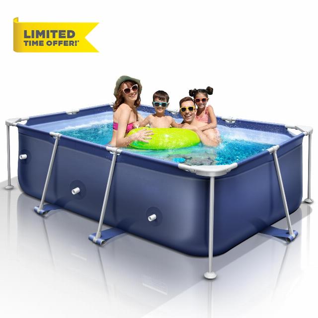 Framed Swimming Pool 8'3" X 5' X 26" Rectangle Pool above Ground Sturdy Steel Frame above Ground Pool for Backyard Outdoor Suitable Adults Kids Family Friends