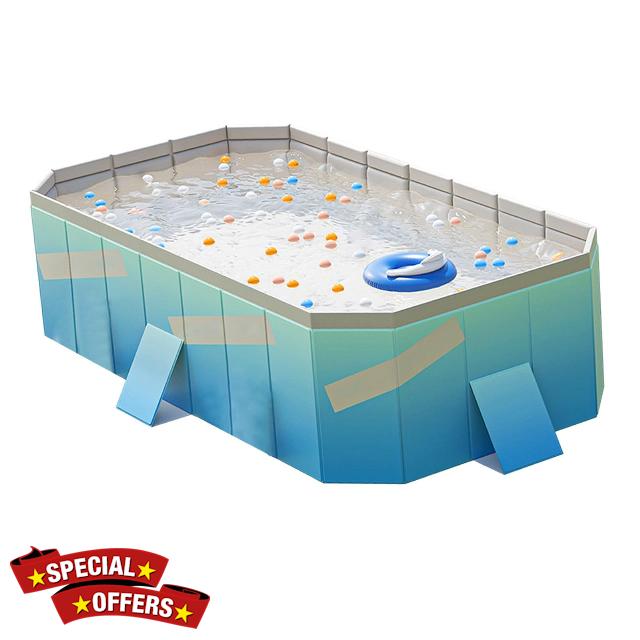 Foldable PVC Swimming Pool 4 Layers for Home Use Blue Portable Swimming Pool (1.6m / 63in)