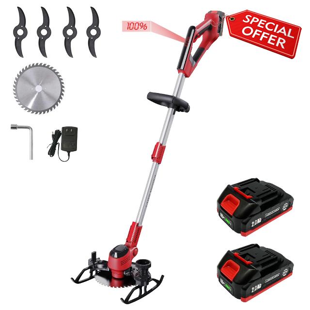 Cordless Weed Wacker & Edger & Lawn Mower with Two 2.0Ah Batteries