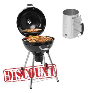 Multi-layer Enamel Charcoal Grills - Sturdy & Portable Charcoal Grill with Chimney Starter- Barbecue Grill for Outdoor Camping - Prevent Bending and Scratching(Diameter of Grid 21.06 inch)