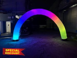 Inflatable Color Changing Arch Blow up LED Lighting Entrance Arch with Blower Color Change Lighting Archway for Wedding Event Parties Decoration(4.5m Width)