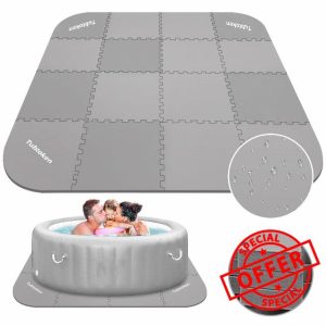 Hot Tub Mat for Inflatable Tub - 85IN Hot Tub Pad Foundation - Upgraded 1/2" Thickness Eva Foam Padding Interlocking - Hot Tub Protective Pad for Portable Inflatable Hot Tub Accessories Outdoor Indoor