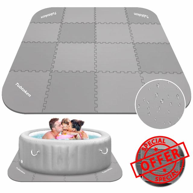 Hot Tub Mat for Inflatable Tub - 85IN Hot Tub Pad Foundation - Upgraded 1/2" Thickness Eva Foam Padding Interlocking - Hot Tub Protective Pad for Portable Inflatable Hot Tub Accessories Outdoor Indoor