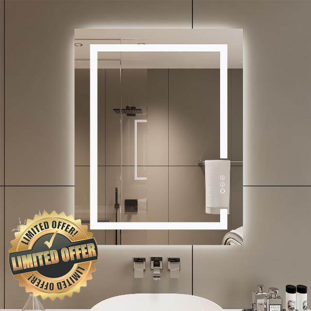 LED Bathroom Mirror 28x36 Inch with Front Light and Backlit