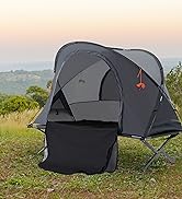 Outsunny Double Camping Bed Camping Cot Foldable Sunbed Outdoor Patio Sleeping Bed Super Light wi...