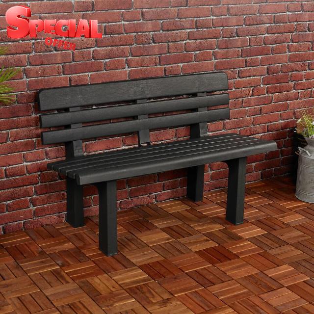 URBN GARDEN 2 Seater Plastic Weatherproof Outdoor Garden Bench Heavy Durable Waterproof Patio Furniture Perfect for Garden Patio Deck or Balcony