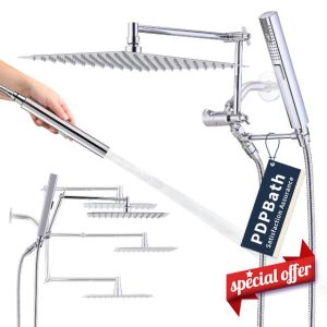 PDPBath All Metal 12'' Rain Shower Head with Handheld Spray Combo
