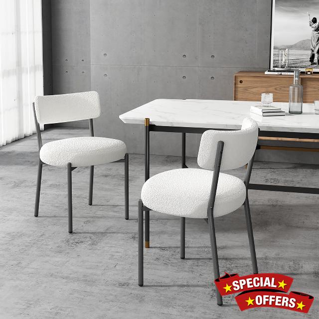 Boucle Dining Chairs Set of 2
